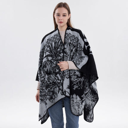 Jiangnan Watertown Knitted Shawl High-end Ethnic Style Cloak Western Sichuan Yunnan Travel Wear Imitation Cashmere Cape Women
