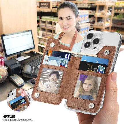 Hot selling mobile phone card bag card holder left and right flap multi-card holder zipper mobile phone bag creative personality back card bag