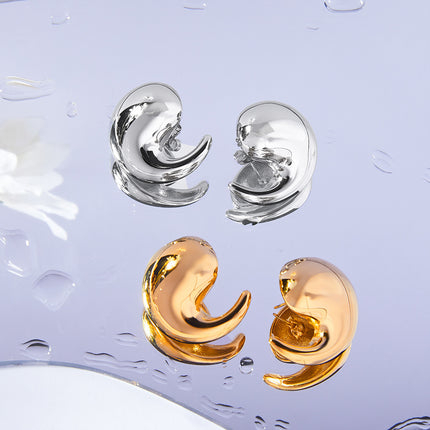 New cross-border ins style fashion personality earrings titanium steel plated 18K gold comma smooth earrings simple versatile jewelry