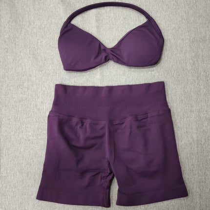 suit DF Amazon Explosions Shorts Small Bra High Elastic Superfine Extinction Nylon Hanging Neck Beauty Back Sports Vest