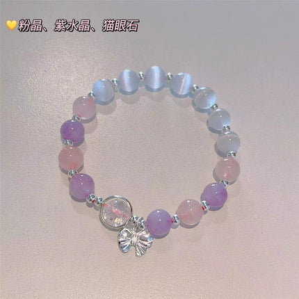 Cat's Eye Crystal Butterfly Bracelet for Women, Niche Design Gray Moonlight Bracelet, Versatile and Stylish Student Gift