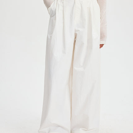 Love and Nancy Thirteen Lines Minimalist Summer Style Solid Color Simple Pressed Commuter Versatile Wide-Leg Casual Pants 11635
