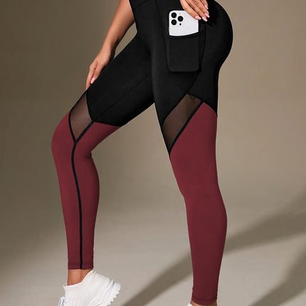 Women's High-Waisted Yoga Pants with Phone Pocket - Black &