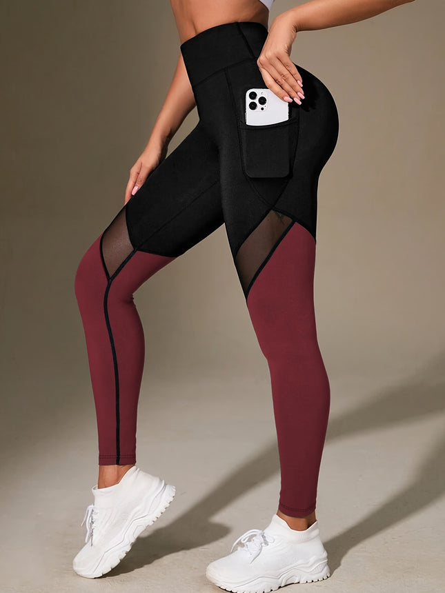 Women's High-Waisted Yoga Pants with Phone Pocket - Black &
