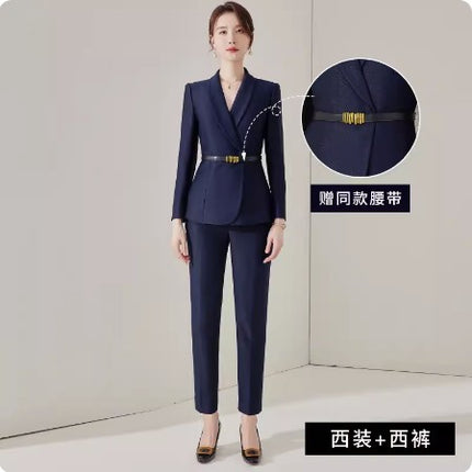 Aishangchen navy blue fashion professional suit temperament goddess fan hotel front desk sales department High sense work clothes