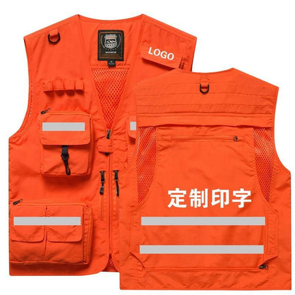 Summer New plus size Multi-pocket Custom Printing LOGO Vest Men's and Women's Vest Outdoor Photography Mountaineering Vest