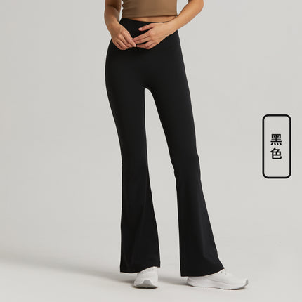 Huanpan Trumpet Yoga Pants, Lightweight High-Waisted Tummy Control Dance Sports Fitness Women's Pants, Tight Yoga Pants, Flared Pants