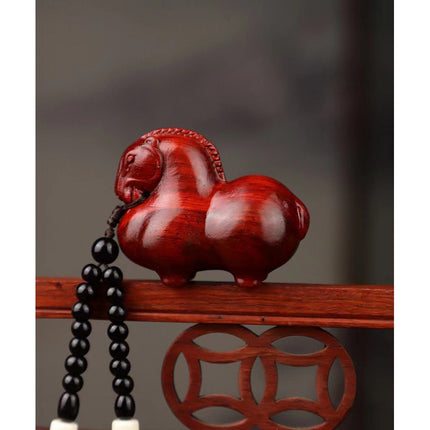 Lobular red sandalwood wood carving handle piece fortune pendant brave play piece text wealth pendant wood text play crafts