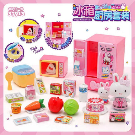 One-word pink rabbit kitchen refrigerator cake dessert shop girl simulation play house toys wholesale mini notebook
