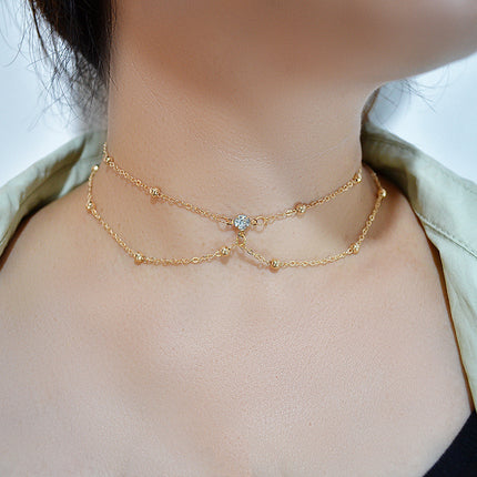 European and American Sexy Exaggerated Beach Casual Body Clothing Chain Necklace Flash Diamond Pendant Tassel Necklace Chest Chain 2023