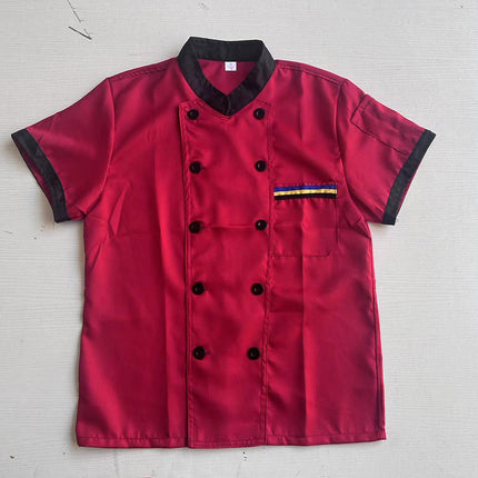 Chef Work Clothes Short-sleeved Men's Summer Breathable Restaurant Kitchen Canteen Restaurant Embroidered Word Kitchen Clothes Long-sleeved