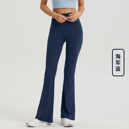 Huanpan Trumpet Yoga Pants, Lightweight High-Waisted Tummy Control Dance Sports Fitness Women's Pants, Tight Yoga Pants, Flared Pants
