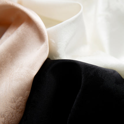 Guofeng Button Silk Jacquard Satin Long-sleeved Top Women's Mulberry Silk Round Neck Loose New Chinese Style Shirt