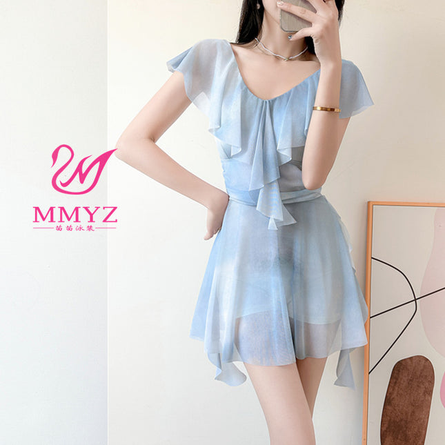 Fairy Swimsuit Female Ruffled Girl Student plus size Hot Spring Belly Covering Conservative Slimming Hot Spring plus size New Swimsuit