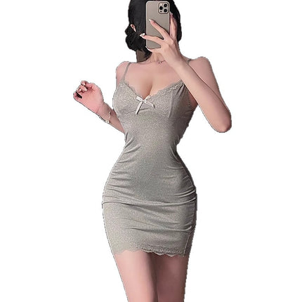 Sexy Lace Hip-Hugging Skirt, Hot Girl, Royal Sister, Fun Suspender Skirt, Pure Lust Style, Sexy Temptation Pajamas with Breast Pads Qqny