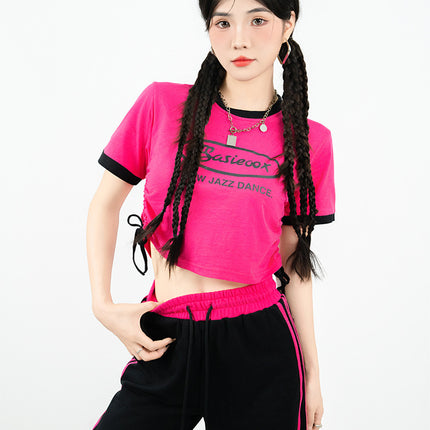 Korean Girl Group Student Cheerleading Performance Navel-Baring Performance Costume Ds Singing Suit Cheerleading Basketball Baby Suit