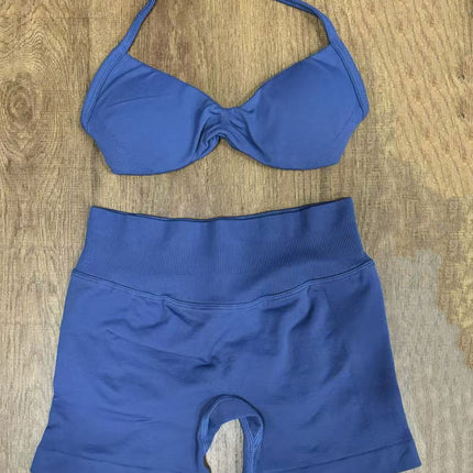 suit DF Amazon Explosions Shorts Small Bra High Elastic Superfine Extinction Nylon Hanging Neck Beauty Back Sports Vest