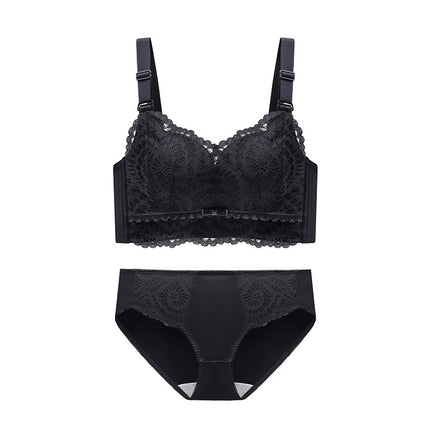 Thickened Intimates for Women with Small Breasts, Push-Up and Enlargement, Steamed Bun Cup Bra, Comfortable Side-Retractable, Non-Magnetic, Wire-Free Adjustable Bra