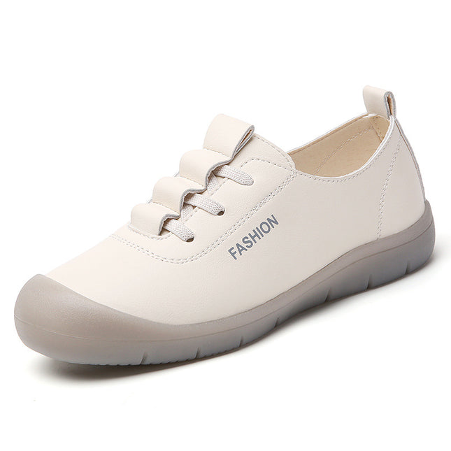 Mom's Shoes Are Not Tiring for Feet, Casual Wedges 2025 New Leather Shoes, Spring & Fall Non-Slip Flats, Soft Sole, Soft Surface Women's Shoes