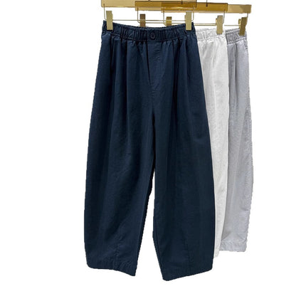European-Style Elastic Waist Casual Pants for Women 2025 Summer New Loose Slimming Cropped Knife-Cut Harem Dad Pants Trendy