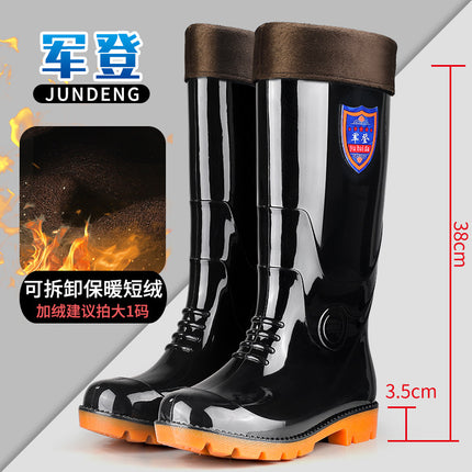 Kitchen High-Top Thickened Chef Rubber Shoes Non-Slip Rain Boots Waterproof Oil-Proof Kitchen Shoes with Cow Tendon Sole Men's Long Water Shoes
