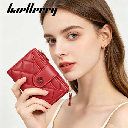 Baellerry Short Women's Wallet Fashionable K-Style Multi-Card Slot Card Holder Vertical Storage Simple Coin Purse for Women