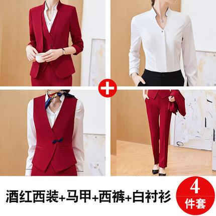 2023 Spring and Autumn New Vest Professional suit Women's Suit Hotel Front Desk Jewelry Store Sales Work Clothes Three-piece Set