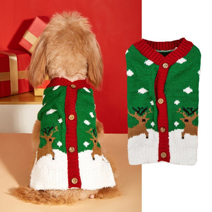 Cross Border Pet Clothes Santa Claus Sound Christmas Tree Car Elk Snowflake Gingerbread Man Dog Sweater Autumn Winter