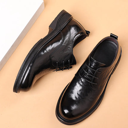 Autumn new leather shoes men's leather casual business formal wear men's shoes breathable platform big toe trendy wedding shoes