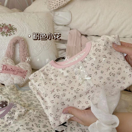 Spot Large and Small Roll Heyhoney24 Lycra Cotton Boys and Girls Autumn Clothes Intimates Printed Home Clothes Pajamas Two-Piece Set