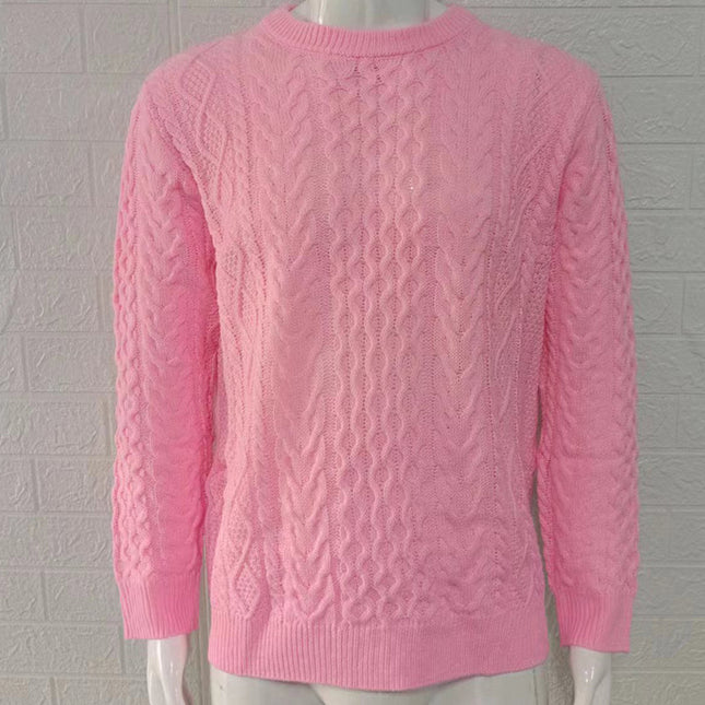 Cross-Border Pink Sweater Men's 2025 Autumn and Winter New Slim Fit Pullover Knitted Cable Sweater European and American Amazon Men's Clothing
