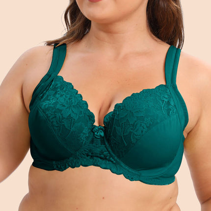 Sponge Padded Shoulder Straps, Lace Trim, Underwire, Ultra-Thin Plus Size Bra, Makes Large Busts Look Smaller, Plus Size European and American Lingerie Cde