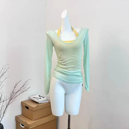 Sun Protection Blouse for Women 2025 New Suit Summer Long-Sleeved T-Shirt Right Shoulder Loose Slimming Look Flesh-Covering Top
