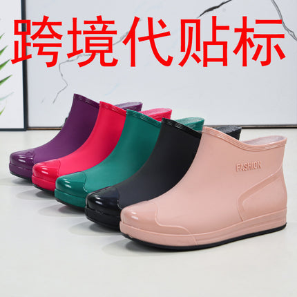 Cross-border hot-selling rain shoes women's short tube outer wear water shoes warm non-slip rain boots waterproof boots rubber shoes overshoes wholesale