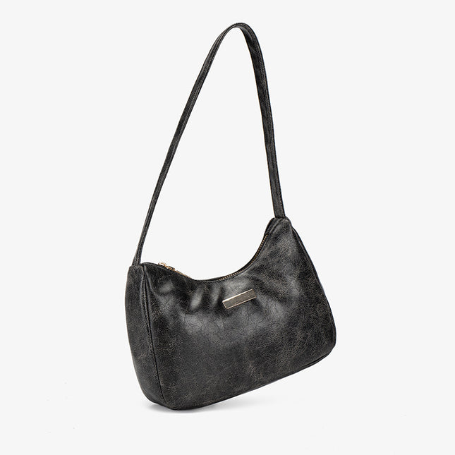 2025Bags Fashionable Oily Leather Glossy Armpit Bag Trendyy Versatile Girls Shoulder Bag Small Soft Leather Mobile Phone Bag