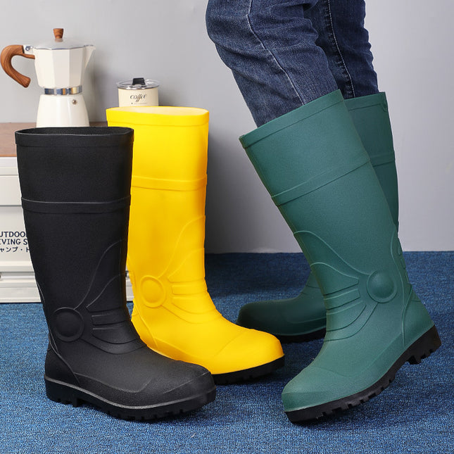 Men's High Rain Boots Thickened Frosted Yellow Rubber Shoes Kitchen Wading Boots Work Shoes Men's Rain Boots High Water Boots