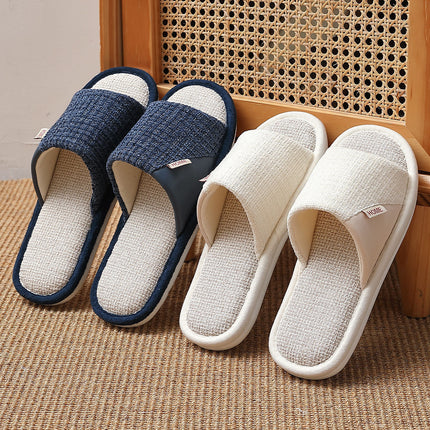 Linen Slippers for Men 2025 New Summer Indoor Home Soft-Soled Non-Slip Breathable Deodorant Cotton and Linen Slippers for Men