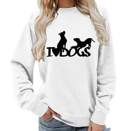 I dogs dog printed crew neck women's top vests foreign trade supply autumn and winter coat casual loose European size span
