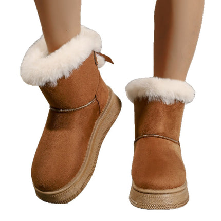 Foreign Trade Cross-Border Large Size Fashionable and Comfortable Snow Boots for Women 2025 New Bow Sleeve Thick-Soled Short Boots