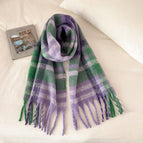 Green and purple brushed plaid scarf / Reference pictures