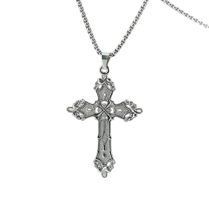 European and American Baroque Cross Necklace Women's Stylish Retro Bohemian Cold Style Pendant Sweater Chain Gothic