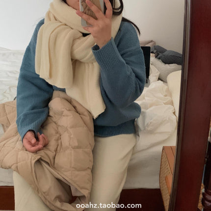 Cream rice ~ many colors simple-looking couple's soft glutinous autumn and winter warm cashmere-like scarf shawl