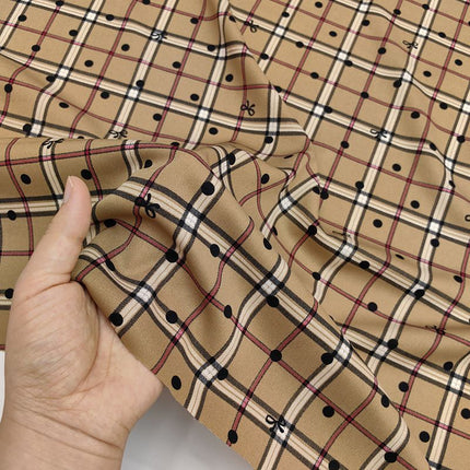 Creative Bow British Fashion Plaid Printed Fabric Pants Dress Handmade DIY Fabric 2025 New