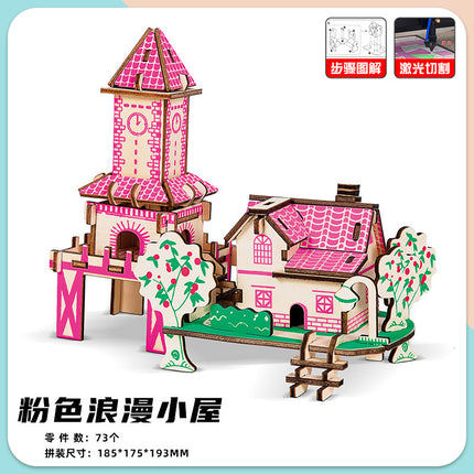 diy hut assembled small house model children's puzzle handmade three-dimensional jigsaw puzzle stall children's toys