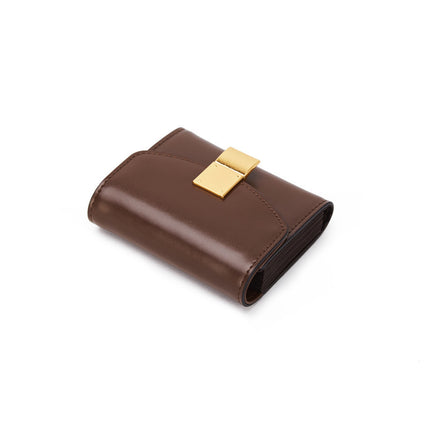 Cross-Border Women's Clutch Bag New Korean Style Small Square Bag Wallet Cowhide Tofu Bag Multi-Card Slot Money Clip Bag