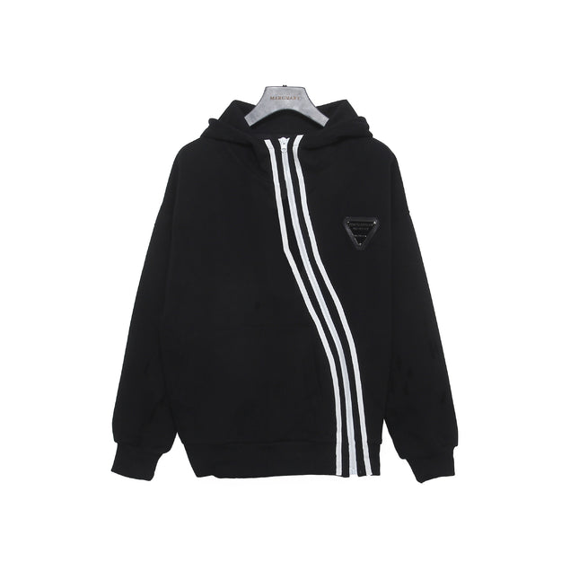 High-End Fashion Casual Sports 2025 Spring and Autumn New Popular Diagonal Zipper Hooded Sweatshirt Jacket (230636)