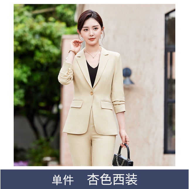Professional Leisure Suit suit Women's 2024 Spring New Fashion Elegant Commuter Slim-fit Blue Suit Two-piece Set