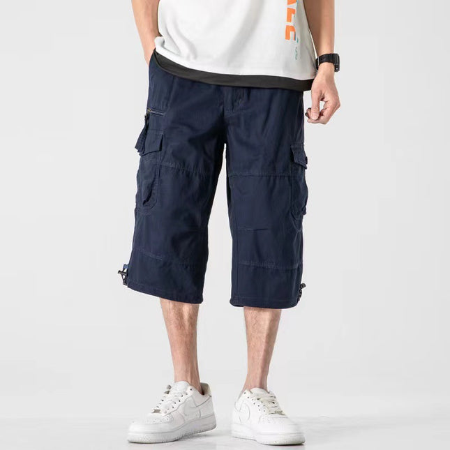 Summer Thin Multi-Pocket Loose plus size Pants Outdoor Wear Sports Pure Cotton Casual Shorts Cordclothes Capri Pants for Men