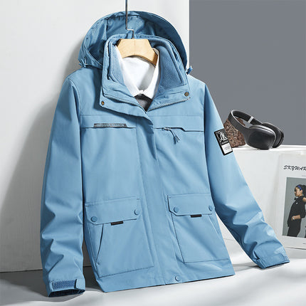 Winter Couple Outdoor Rush Clothes Three-in-One Hood Removable Liner Two-piece Warm Windproof Casual Rush Clothes
