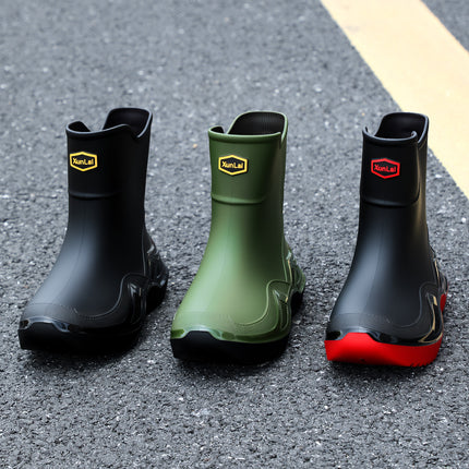 Korean Style Classic Black Non-Slip Men's Rubber Shoes Rain Boots Short-Tube Sports Water Boots Widened and Thickened Cross-Border Environmentally Friendly Water Shoes